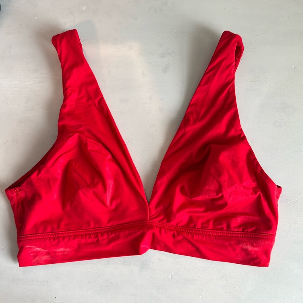 VICTORIAS SECRET Cotton Unlined Wireless Lounge Bra Red Lipstick M